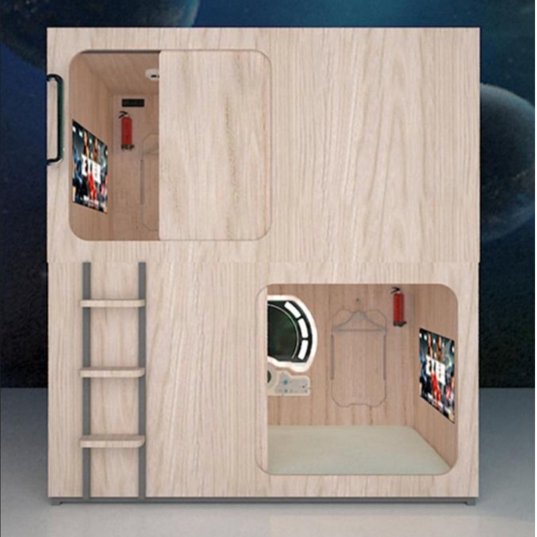 Wooden Double capsule bed-Horizontal